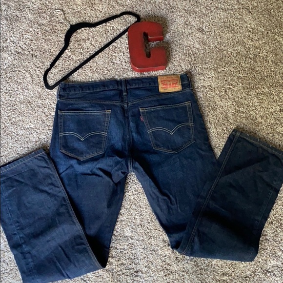 LEVI men’s dark blue straight leg jeans - Picture 3 of 7